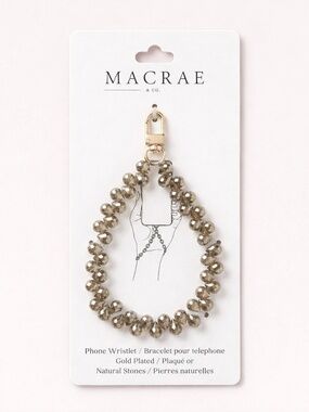 NWT MacRae Gold-Plated Brown Jewel Beaded Phone Wristlet
